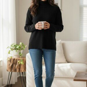 Henri Bendel Classic Black Turtleneck Sweater